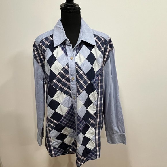 We The Free / FP Argyle Plaid Preppy Button Down NWT, M - Picture 5 of 7